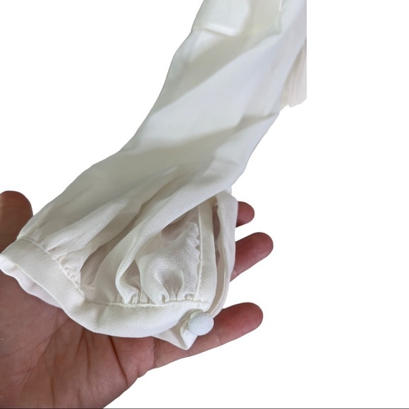 Soft Ecru Pleated Cutout Sleeve Ruffle Cold Shoulder Golden Daze by 1.STATE NEW - Picture 7 of 11